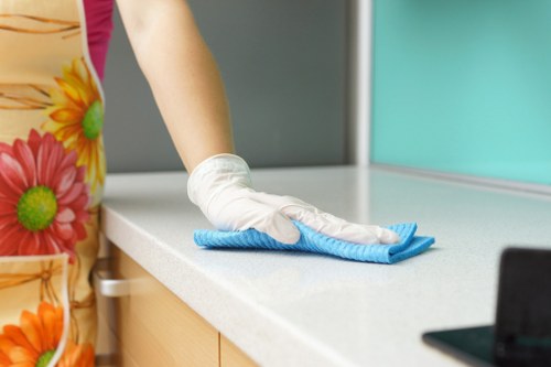 Close-up of carpet fibre cleaning process in a residential property