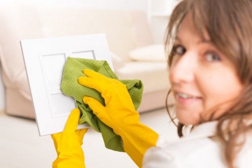 Team member reviewing carpet cleaning safety procedures